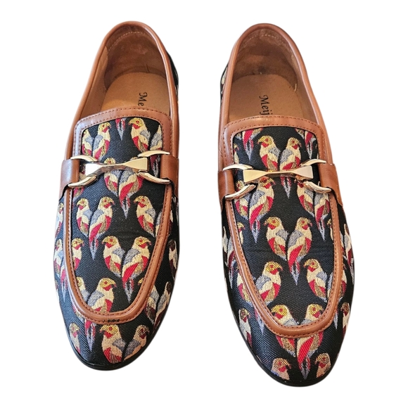 Meijiana Men\'s Parrot Embroidered Loafers Slip On Shoes Size 8